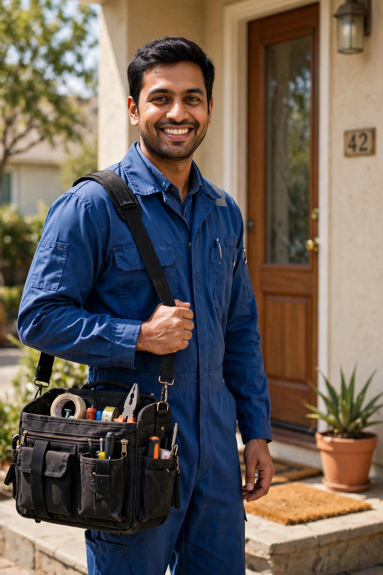 Monsoon water contamination RO — technician arriving for a pre-monsoon RO service visit at a home in Ahmedabad