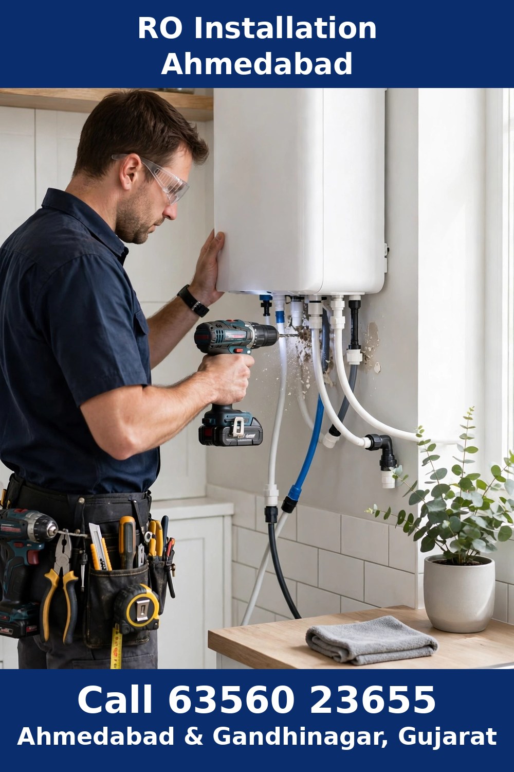 RO installation Ahmedabad — technician installing a new RO water purifier in Ahmedabad
