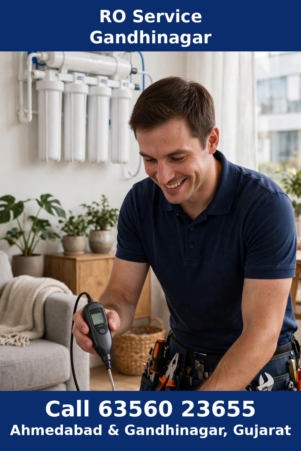 RO service Gandhinagar — technician doing doorstep RO service in Gandhinagar